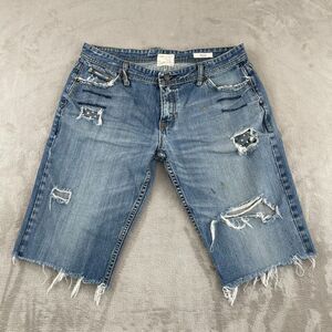 Taverniti So Peggy Jean Shorts Women 38x15 Blue Distressed‎ Cut Off Frayed Hem